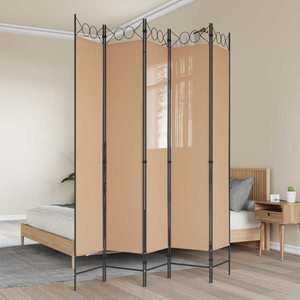 vidaXL Separator de cameră cu 5 panouri Bej 200 x 220 cm Țesătură imagine