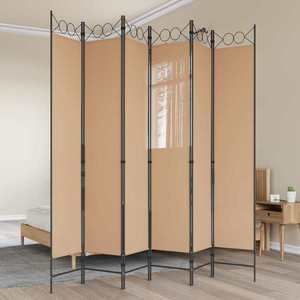 vidaXL Paravan cu 6 panouri Bej 240 x 220 cm Țesătură imagine