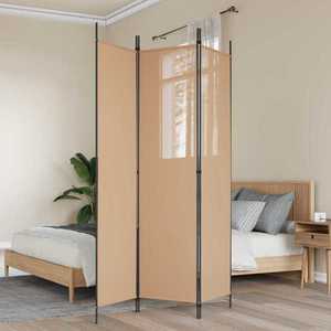 vidaXL Paravan de camere cu 3 panouri Bej 150 x 200 cm Țesătură imagine