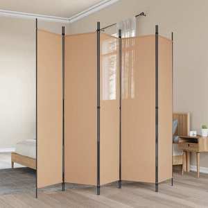 vidaXL Separator de cameră cu 5 panouri Bej 250 x 200 cm Țesătură imagine