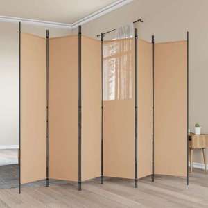 vidaXL Paravan cu 6 panouri Bej 300 x 200 cm Țesătură imagine