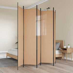 vidaXL Separator de cameră cu 5 panouri Bej 250 x 220 cm Țesătură imagine