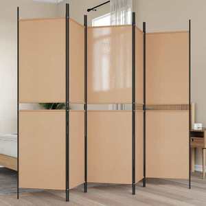 vidaXL Separator de cameră cu 5 panouri Bej 250 x 180 cm Țesătură imagine