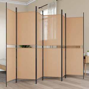 vidaXL Paravan cu 6 panouri Bej 300 x 180 cm Țesătură imagine