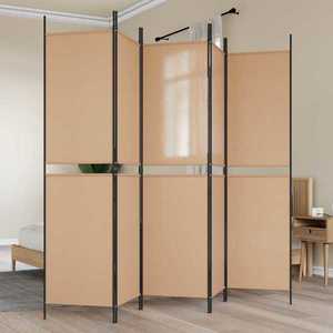 vidaXL Panou de Separare cu 5 Elemente Bej 250 x 200 cm Țesătură imagine
