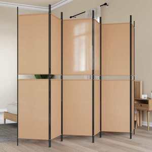 vidaXL Paravan cu 6 panouri Bej 300 x 200 cm Țesătură imagine