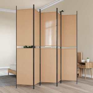 vidaXL Separator de cameră cu 5 panouri Bej 250 x 220 cm Țesătură imagine