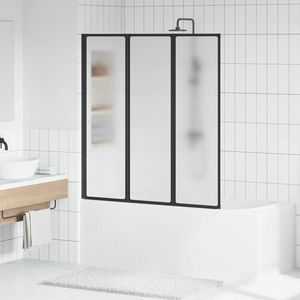vidaXL Ecran de duș pliabil Negru și Îngheț Total 132 x 2 x 140 cm imagine