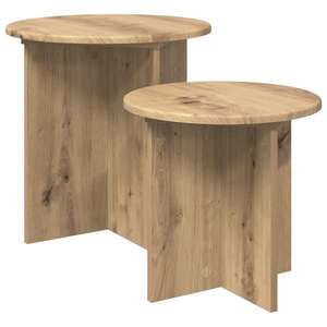 vidaXL Set măsuțe laterale 2 pcs Stejar Artizanal Lemn prelucrat imagine