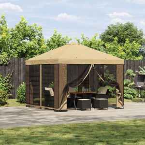 vidaXL Foișor 3 x 3 m Crem Poliester și oțel 190 gsm imagine