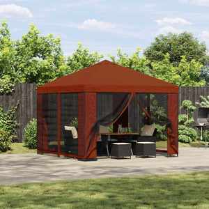 vidaXL Foișor de grădină cu pereți laterali 3 x 3 m Terracota imagine