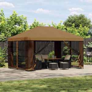 vidaXL Foișor 4 × 3 m Bej Poliester și oțel 190 gsm imagine