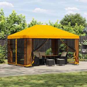 vidaXL Foișor de grădină cu pereți laterali 4 × 3 m Galben imagine
