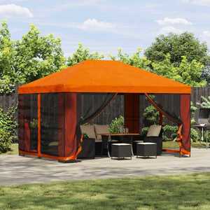 vidaXL Foișor de grădină cu pereți laterali 4 × 3 m Portocaliu imagine
