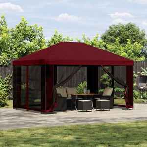 vidaXL Foișor de grădină cu pereți laterali 4 × 3 m Burgundy imagine