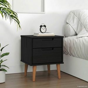 vidaXL Dulap de noapte Negru 40 x 35 x 48 cm Lemn masiv de pin imagine