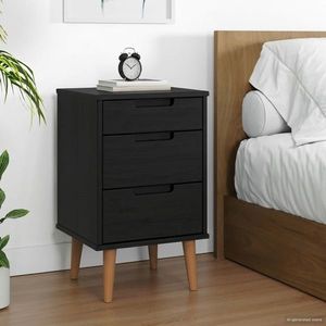 vidaXL Dulap de noapte Negru 40 x 35 x 65 cm Lemn masiv de pin imagine