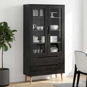 vidaXL Dulap cu Vitre Negru 90 x 35 x 175 cm imagine