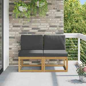vidaXL 2 Bucată Canapea Medie pentru Exterior Lemn Solid de Acacia Alb imagine