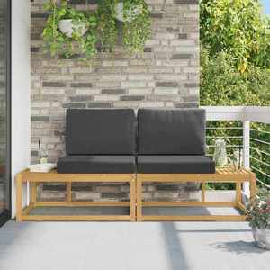 vidaXL Canapea de exterior cu pernă 2 Bucată Alb Lemn Solid de Acacia imagine