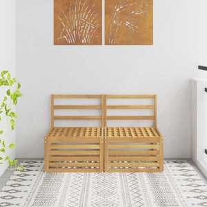vidaXL 2 Bucată Canapea Medie pentru Exterior Lemn Solid de Acacia Alb imagine