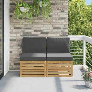 vidaXL 2 Bucată Canapea Medie pentru Exterior Lemn Solid de Acacia Alb imagine