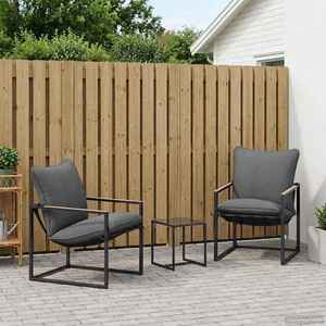 vidaXL Set de canapele pentru grădină 3 pcs Negru și antracit Oțel imagine