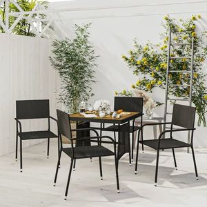 vidaXL Set mobilier de exterior, 5 piese, negru, poliratan imagine