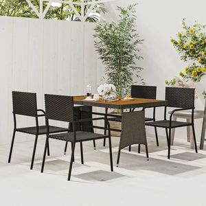 vidaXL Set mobilier de exterior, 5 piese, negru, poliratan imagine