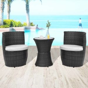 Set de o masa si 2 scaune de gradina, negru imagine