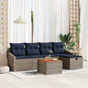 vidaXL Set de canapele pentru grădină cu pernă 6 pcs Gri Rattan poli imagine