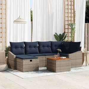 vidaXL Set de canapele pentru grădină cu pernă 7 pcs Gri Rattan poli imagine