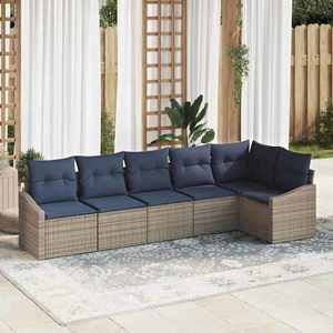 vidaXL Set de canapele pentru grădină 6 pcs Gri și albastru marin imagine