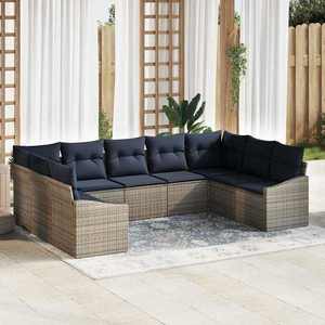 vidaXL Set de canapele pentru grădină 9 pcs Gri și albastru marin imagine