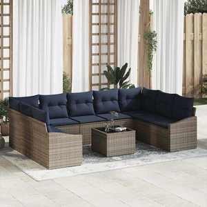vidaXL Set de canapele pentru grădină 10 pcs Gri și bleumarin imagine
