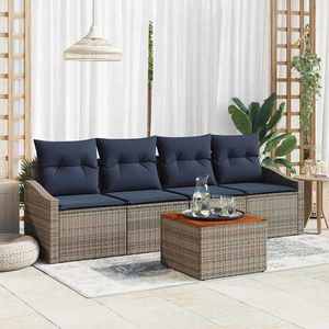 vidaXL Set de canapele pentru grădină 5 pcs Gri și albastru marin imagine