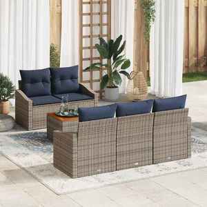 vidaXL Set de canapele pentru grădină 6 pcs Gri și albastru marin imagine