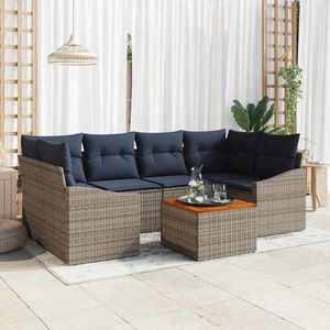 vidaXL Set de canapele pentru grădină 7 pcs Gri și albastru marin imagine