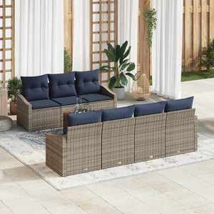 vidaXL Set de canapele pentru grădină 8 pcs Gri și albastru marin imagine