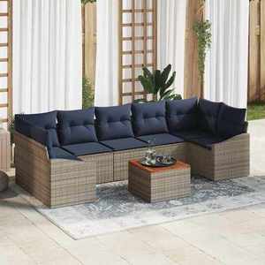 vidaXL Set de canapele pentru grădină 8 pcs Gri și albastru marin imagine