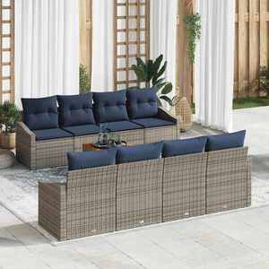 vidaXL Set de canapele pentru grădină 9 pcs Gri și albastru marin imagine