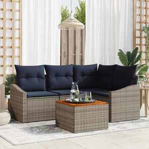vidaXL Set de canapele pentru grădină 5 pcs Gri și albastru marin imagine