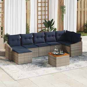 vidaXL Set de canapele pentru grădină 8 pcs Gri și albastru marin imagine