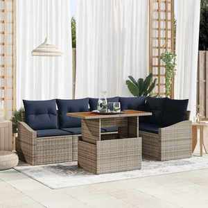 vidaXL Set de canapele pentru grădină 6 pcs Gri Rattan poli imagine