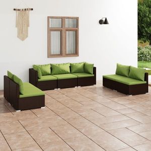 vidaXL Set mobilier de grădină cu perne, 7 piese, maro, poliratan imagine