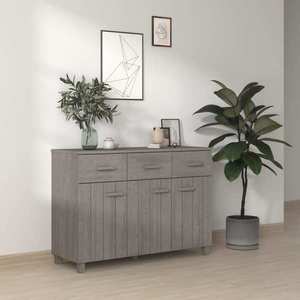 vidaXL Servantă „HAMAR”, gri deschis, 113x40x80 cm, lemn masiv pin imagine