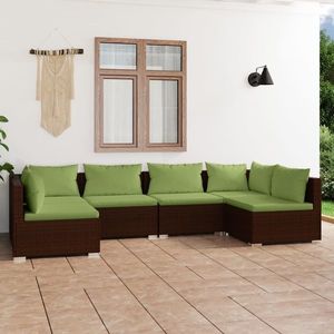 vidaXL Set mobilier de grădină cu perne, 6 piese, maro, poliratan imagine
