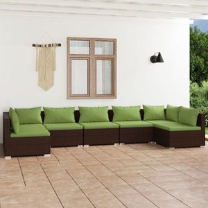 vidaXL Set mobilier de grădină cu perne, 7 piese, maro, poliratan imagine