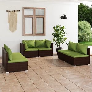 vidaXL Set mobilier de grădină cu perne, 6 piese, maro, poliratan imagine
