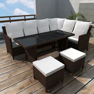 vidaXL Set mobilier de grădină cu perne, 4 piese, maro, poliratan imagine